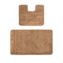 Set 2 Covorase Baie Flora 2546, Marimi 50 x 80 40 x 50 cm, Maro, Antiderapant, Antialergic, Polipropilena