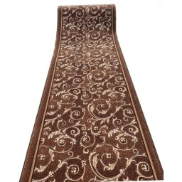 Traversa Print Marlen, Tesatura Plata, Latime 2.5m, Marime 250 x 500 cm, Maro, Festonata Surfilata Tivita, Antialergica, Polipropilena, Living, Dormitor, Coridor, Hol