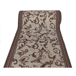Traversa Festonata Surfilata, Model Paris 1733, Tesatura Plata, Latime 1.2m, Marime 120 x 600 cm, Maro, Antialergic, Polipropilena, Living, Dormitor, Coridor, Hol