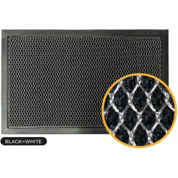 Covoras Intrare, Black White 626, Marime 40 x 60 cm, Gri, Antialergic, Antiderapant, Polipropilena si Cauciuc