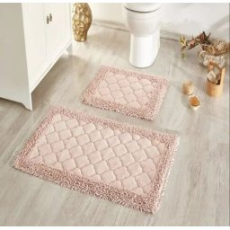 Covoras Baie Model Rombs, Marime 60 x 100 cm, Roz, Bumbac