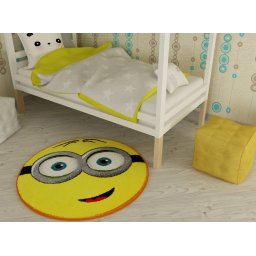 Covor Rotund Camera Copii Model Minion 11086-150, Marime 67 x 67 cm, Galben, Inaltime Fir 9 mm, Antialergic, Polipropilena, Gradinita, Cresa, Loc de Joaca