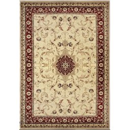 Covor Model Lotos 523-120, Marime 100 x 200 cm, Crem, Rosu, Inaltime Fir 8 mm, Antialergic, Polipropilena, Living, Dormitor, Sufragerie, Birou
