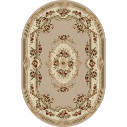 Covor Oval Model Lotos 575-110, Marime 80 x 150 cm, Bej, Inaltime Fir 8 mm, Antialergic, Polipropilena, Living, Dormitor, Sufragerie, Birou