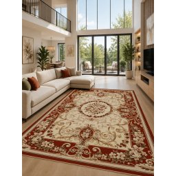 Covor Lotos 519-120, Marime 150 x 230 cm, Rosu, Inaltime Fir 8 mm, Antialergic, Polipropilena, Living, Dormitor, Sufragerie, Birou