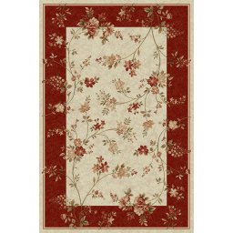 Covor Lotos 551-120, Marime 80 x 150 cm, Crem, Rosu, Inaltime Fir 8 mm, Antialergic, Polipropilena, Living, Dormitor, Sufragerie, Birou