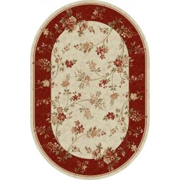 Covor Oval Lotos 551-120, Marime 80 x 150 cm, Crem, Rosu, Inaltime Fir 8 mm, Antialergic, Polipropilena, Living, Dormitor, Sufragerie, Birou
