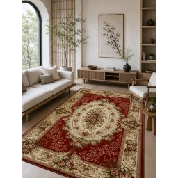 Covor Lotos 1529-210, Marime 80 x 150 cm, Grena, Rosu, Inaltime Fir 8 mm, Antialergic, Polipropilena, Living, Dormitor, Sufragerie, Birou