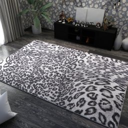 Covor Leopard 11066-190, Marime 80 x 150 cm, Gri, Inaltime Fir 9 mm, Antialergic, Polipropilena, Living, Dormitor, Sufragerie, Birou