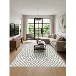 Covor Cappuccino 16063-19, Marime 200 x 300 cm, Bej, Gri, Inaltime Fir 7 mm, Antialergic, Polipropilena, Living, Dormitor, Sufragerie, Birou