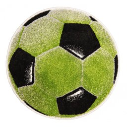 Covor Rotund Camera Copii Model Minge Fotbal 11198-130, Marime 67 x 67 cm, Verde, Inaltime Fir 9 mm, Antialergic, Polipropilena, Gradinita, Cresa, Loc de Joaca