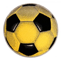 Covor Rotund Camera Copii Model Minge Fotbal 11198-150, Marime 67 x 67 cm, Galben, Inaltime Fir 9 mm, Antialergic, Polipropilena, Gradinita, Cresa, Loc de Joaca