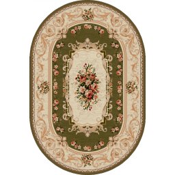 Covor Oval Lotos 535-310, Marime 80 x 150 cm, Verde, Inaltime Fir 8 mm, Antialergic, Polipropilena, Living, Dormitor, Sufragerie, Birou