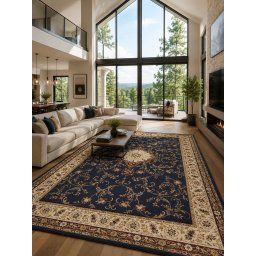 Covor Lotos 523-810, Marime 100 x 200 cm, Albastru, Inaltime Fir 8 mm, Antialergic, Polipropilena, Living, Dormitor, Sufragerie, Birou