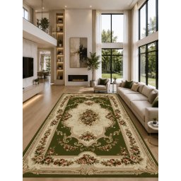 Covor Lotos 574-310, Marime 80 x 150 cm, Verde, Inaltime Fir 8 mm, Antialergic, Polipropilena, Living, Dormitor, Sufragerie, Birou