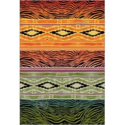 Covor Ethnic 11330-130, Marime 80 x 150 cm, Portocaliu, Verde, Inaltime Fir 10 mm, Antialergic, Polipropilena, Living, Dormitor, Sufragerie, Birou