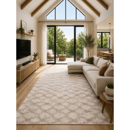 Covor Premium Belgian Sky 17028-11, Marime 80 x 150 cm, Crem, Inaltime Fir 20 mm, Antialergic, Polipropilena, Living, Dormitor, Sufragerie, Birou