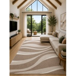 Covor Premium Belgian Sky 17010-12, Marime 80 x 150 cm, Crem, Inaltime Fir 20 mm, Antialergic, Polipropilena, Living, Dormitor, Sufragerie, Birou