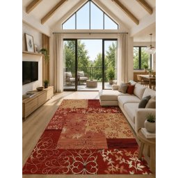 Covor Lotos 1521-210, Marime 60 x 110 cm, Grena, Rosu, Inaltime Fir 8 mm, Antialergic, Polipropilena, Living, Dormitor, Sufragerie, Birou