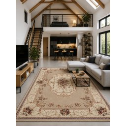 Covor Lotos 507-100, Marime 120 x 170 cm, Crem, Inaltime Fir 8 mm, Antialergic, Polipropilena, Living, Dormitor, Sufragerie, Birou