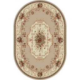 Covor Oval Lotos 507-100, Marime 250 x 350 cm, Bej, Crem, Inaltime Fir 8 mm, Antialergic, Polipropilena, Living, Dormitor, Sufragerie, Birou