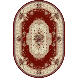 Covor Oval Lotos 507-201, Marime 250 x 350 cm, Rosu, Inaltime Fir 8 mm, Antialergic, Polipropilena, Living, Dormitor, Sufragerie, Birou