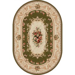 Covor Oval Lotos 535-310, Marime 60 x 110 cm, Verde, Inaltime Fir 8 mm, Antialergic, Polipropilena, Living, Dormitor, Sufragerie, Birou