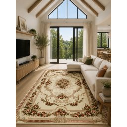 Covor Lotos 574-100, Marime 120 x 170 cm, Bej, Crem, Inaltime Fir 8 mm, Antialergic, Polipropilena, Living, Dormitor, Sufragerie, Birou
