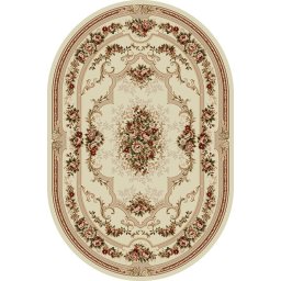 Covor Oval Lotos 574-100, Marime 250 x 350 cm, Crem, Inaltime Fir 8 mm, Antialergic, Polipropilena, Living, Dormitor, Sufragerie, Birou