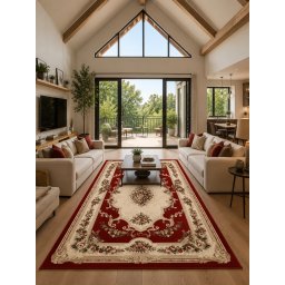 Covor Lotos 574-210, Marime 60 x 110 cm, Rosu, Inaltime Fir 8 mm, Antialergic, Polipropilena, Living, Dormitor, Sufragerie, Birou
