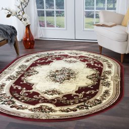 Covor Oval Lotos 574-210, Marime 250 x 350 cm, Rosu Grena, Inaltime Fir 8 mm, Grosime 9 mm, Antialergic, Polipropilena, Living, Dormitor, Sufragerie, Birou