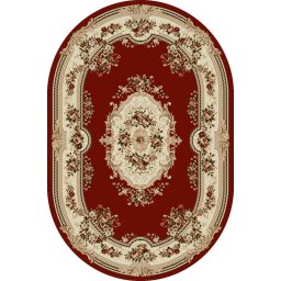 Covor Oval Lotos 575-210, Marime 250 x 350 cm, Rosu, Inaltime Fir 8 mm, Antialergic, Polipropilena, Living, Dormitor, Sufragerie, Birou