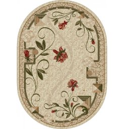 Covor Oval Lotos 587-116, Marime 250 x 350 cm, Crem, Inaltime Fir 8 mm, Antialergic, Polipropilena, Living, Dormitor, Sufragerie, Birou