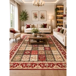Covor Timbre 1518-120, Marime 300 x 400 cm, Rosu, Inaltime Fir 8 mm, Antialergic, Polipropilena, Living, Dormitor, Sufragerie, Birou