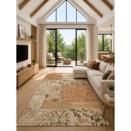 Covor Lotos 1521-115, Marime 100 x 200 cm, Bej, Crem, Inaltime Fir 8 mm, Antialergic, Polipropilena, Living, Dormitor, Sufragerie, Birou