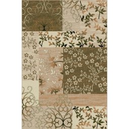 Covor Lotos 1521-116, Marime 100 x 200 cm, Crem, Verde, Inaltime Fir 8 mm, Antialergic, Polipropilena, Living, Dormitor, Sufragerie, Birou