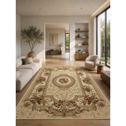 Covor Lotos 571-100, Marime 80 x 150 cm, Bej, Crem, Inaltime Fir 8 mm, Antialergic, Polipropilena, Living, Dormitor, Sufragerie, Birou
