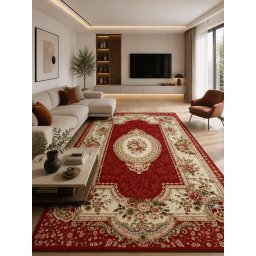 Covor Lotos 571-210, Marime 100 x 300 cm, Rosu, Inaltime Fir 8 mm, Antialergic, Polipropilena, Living, Dormitor, Sufragerie, Birou