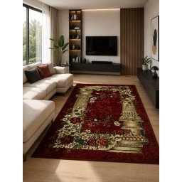 Covor Lotos 532-210, Marime 200 x 300 cm, Rosu, Inaltime Fir 8 mm, Antialergic, Polipropilena, Living, Dormitor, Sufragerie, Birou
