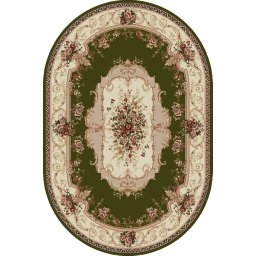 Covor Oval Lotos 507-301, Marime 250 x 350 cm, Verde, Inaltime Fir 8 mm, Antialergic, Polipropilena, Living, Dormitor, Sufragerie, Birou
