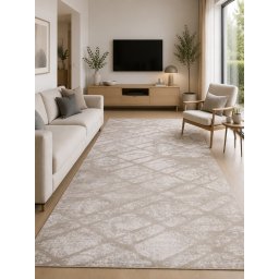 Covor Sonata 22033-106, Marime 80 x 150 cm, Bej, Inaltime Fir 10 mm, Antialergic, Polipropilena, Living, Dormitor, Sufragerie, Birou
