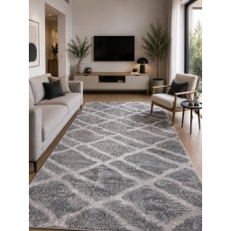 Covor Sonata 22033, Marime 80 x 150 cm, Gri, Inaltime Fir 10 mm, Antialergic, Polipropilena, Living, Dormitor, Sufragerie, Birou