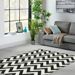Covor Black White 18001-900, Marime 200 x 300 cm, Alb, Negru, Inaltime Fir 8 mm, Antialergic, Polipropilena, Living, Dormitor, Sufragerie, Birou