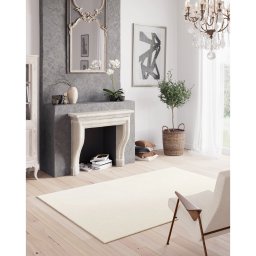Covor Premium Belgian 71301-066, Marime 160 x 230 cm, Alb, Inaltime Fir 20 mm, Antialergic, Polipropilena, Living, Dormitor, Sufragerie, Birou
