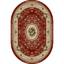 Covor Oval Lotos 568-210, Marime 250 x 350 cm, Grena, Rosu, Inaltime Fir 8 mm, Antialergic, Polipropilena, Living, Dormitor, Sufragerie, Birou
