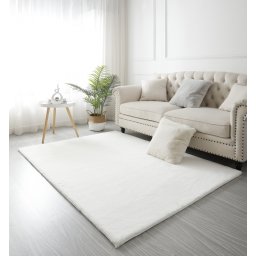 Covor Premium Belgian LOP 060, Marime 50 x 80 cm, Alb, Inaltime Fir 23 mm, Antiderapant, Antialergic, Poliester, Living, Dormitor, Sufragerie, Birou