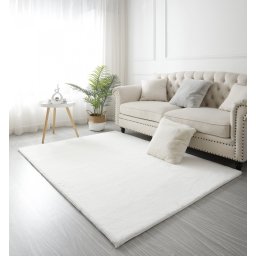 Covor Premium Belgian LOP 060, Marime 80 x 150 cm, Alb, Inaltime Fir 23 mm, Antiderapant, Antialergic, Poliester, Living, Dormitor, Sufragerie, Birou