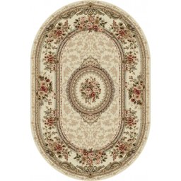 Covor Oval Lotos 571-100, Marime 250 x 350 cm, Crem, Inaltime Fir 8 mm, Antialergic, Polipropilena, Living, Dormitor, Sufragerie, Birou