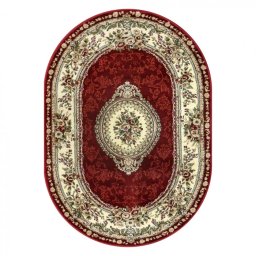 Covor Oval Lotos 571-210, Marime 250 x 350 cm, Rosu, Inaltime Fir 8 mm, Antialergic, Polipropilena, Living, Dormitor, Sufragerie, Birou