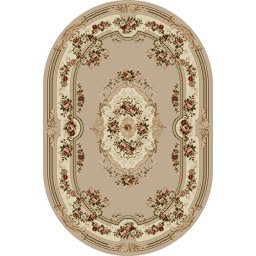 Covor Oval Lotos 575-110, Marime 250 x 350 cm, Bej, Inaltime Fir 8 mm, Antialergic, Polipropilena, Living, Dormitor, Sufragerie, Birou